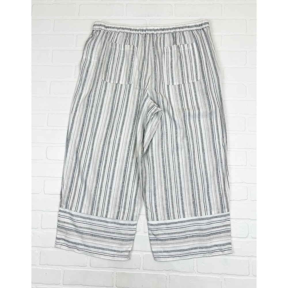 NWT Casa Cabana Linen Blend Pull On Wide Leg Striped Ankle Crop Pants Size XL - Picture 3 of 7
